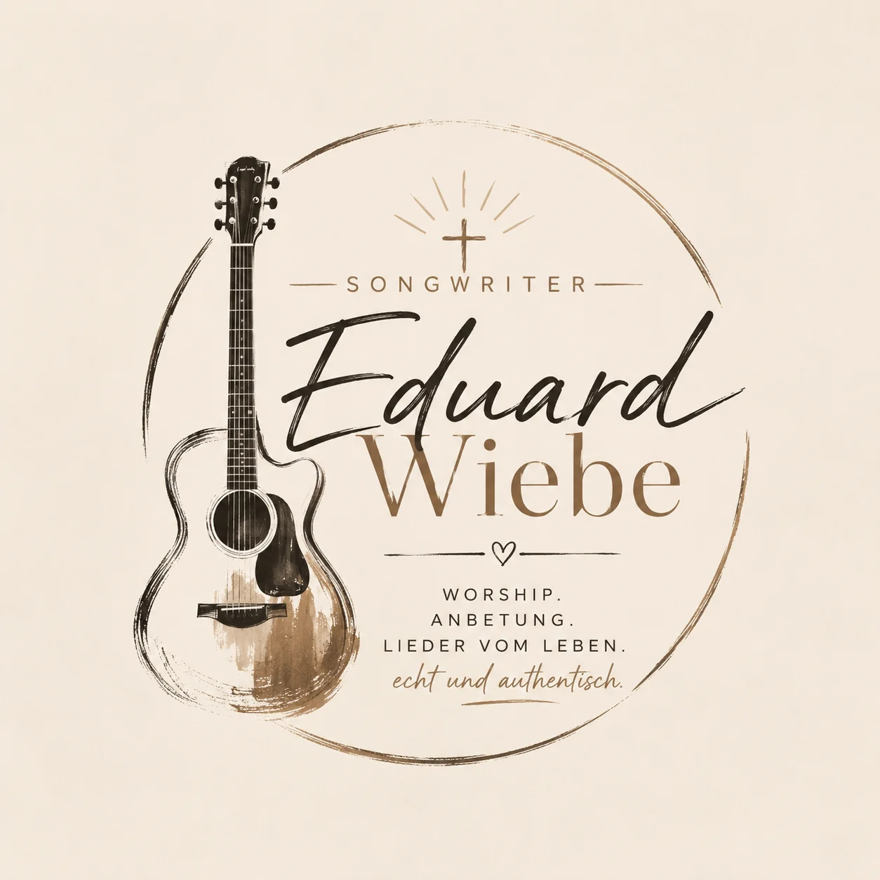Wortmarke „Songwriter Eduard Wiebe“ mit Akustikgitarre.